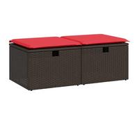 vidaXL Set sofás jardín y Cojines 2 pzas ratán sintético Acacia marrón, Juego de sofás de Exterior, Juego de salón de jardín, Juego de sofás de ratán sintético