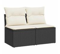 vidaXL Set sofás jardín y Cojines 4 pzas ratán sintético Acacia Negro, Juego de sofás de Exterior, Juego de salón de jardín, Juego de sofás de ratán sintético