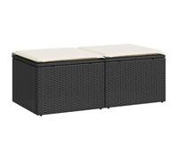 vidaXL Set sofás jardín y Cojines 2 pzas ratán sintético Acacia Negro, Juego de sofás de Exterior, Juego de salón de jardín, Juego de sofás de ratán sintético