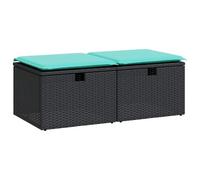 vidaXL Set sofás jardín y cojines 2 pzas ratán sintético acacia negro, juego de sofás de exterior, juego de salón de jardín, juego de sofás de ratán sintético