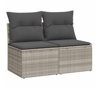 vidaXL Set sofás jardín y Cojines 4 pzas ratán sintético Acacia Gris, Juego de sofás de Exterior, Juego de salón de jardín, Juego de sofás de ratán sintético