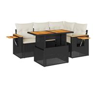 vidaXL Set sofás jardín y Cojines 4 pzas ratán sintético Acacia Negro, Juego de sofá de Exterior, sofá para jardín, Juego de sofá de Esquina de Exterior