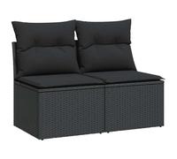 vidaXL Set sofás jardín y Cojines 4 pzas ratán sintético Acacia Negro, Juego de sofás de Exterior, Juego de salón de jardín, Juego de sofás de ratán sintético