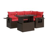 vidaXL Set sofás jardín y Cojines 5 pzas ratán sintético Acacia Gris, Juego de sofás de Exterior, Juego de salón de jardín, Juego de sofás de ratán sintético