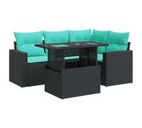 vidaXL Set sofás jardín y Cojines 5 pzas ratán sintético Acacia Negro