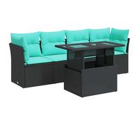 vidaXL Set sofás jardín y Cojines 5 pzas ratán sintético Acacia Negro