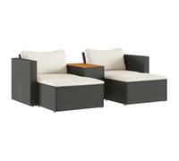 vidaXL Set sofás jardín y Cojines 5 pzas ratán sintético Acacia Negro