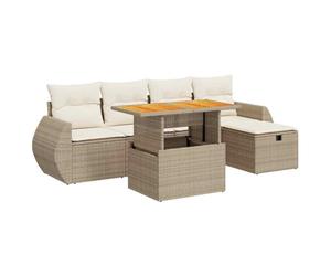 vidaXL Set sofás jardín y Cojines 6 pzas ratán sintético Acacia Beige