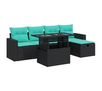 vidaXL Set sofás jardín y Cojines 6 pzas ratán sintético Acacia Gris