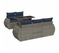 vidaXL Set sofás jardín y Cojines 6 pzas ratán sintético Acacia Gris, Juego de sofás de Exterior, Juego de salón de jardín, Juego de sofás de ratán sintético