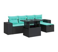 vidaXL Set sofás jardín y Cojines 6 pzas ratán sintético Acacia Gris, Juego de sofás de Exterior, Juego de salón de jardín, Juego de sofás de ratán sintético