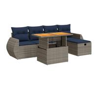 vidaXL Set sofás jardín y Cojines 6 pzas ratán sintético Acacia Negro