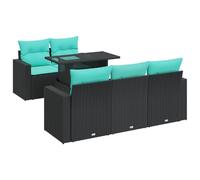 vidaXL Set sofás jardín y Cojines 6 pzas ratán sintético Acacia Negro