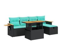 vidaXL Set sofás jardín y Cojines 6 pzas ratán sintético Acacia Negro