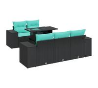 vidaXL Set sofás jardín y Cojines 6 pzas ratán sintético Acacia Negro