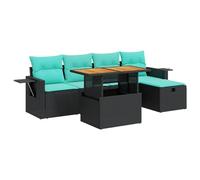 vidaXL Set sofás jardín y Cojines 6 pzas ratán sintético Acacia Negro