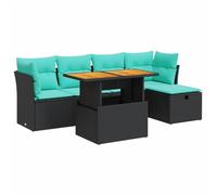 vidaXL Set sofás jardín y Cojines 6 pzas ratán sintético Acacia Negro