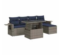 vidaXL Set sofás jardín y Cojines 6 pzas ratán sintético Acacia Negro, Juego de sofás de Exterior, Juego de salón de jardín, Juego de sofás de ratán sintético