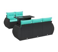 vidaXL Set sofás jardín y Cojines 6 pzas ratán sintético Acacia Negro, Juego de sofás de Exterior, Juego de salón de jardín, Juego de sofás de ratán sintético