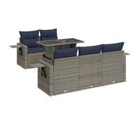 vidaXL Set sofás jardín y Cojines 6 pzas ratán sintético Acacia Negro, Juego de sofás de Exterior, Juego de salón de jardín, Juego de sofás de ratán sintético