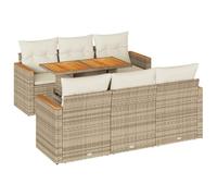 vidaXL Set sofás jardín y Cojines 7 pzas ratán sintético Acacia Beige