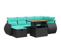 vidaXL Set sofás jardín y Cojines 7 pzas ratán sintético Acacia Gris