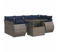 vidaXL Set sofás jardín y Cojines 7 pzas ratán sintético Acacia Gris, Juego de sofás de Exterior, Juego de salón de jardín, Juego de sofás de ratán sintético