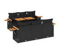 vidaXL Set sofás jardín y Cojines 7 pzas ratán sintético Acacia Negro
