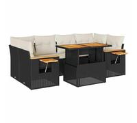 vidaXL Set sofás jardín y Cojines 7 pzas ratán sintético Acacia Negro