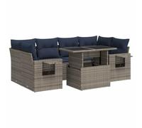 vidaXL Set sofás jardín y Cojines 7 pzas ratán sintético Acacia Negro, Juego de sofás de Exterior, Juego de salón de jardín, Juego de sofás de ratán sintético