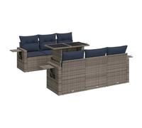 vidaXL Set sofás jardín y Cojines 7 pzas ratán sintético Acacia Negro, Juego de sofás de Exterior, Juego de salón de jardín, Juego de sofás de ratán sintético