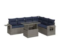 vidaXL Set sofás jardín y Cojines 7 pzas ratán sintético Acacia Negro, Juego de sofás de Exterior, Juego de salón de jardín, Juego de sofás de ratán sintético