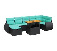 vidaXL Set sofás jardín y Cojines 8 pzas ratán sintético Acacia Negro