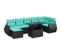 vidaXL Set sofás jardín y Cojines 8 pzas ratán sintético Acacia Negro