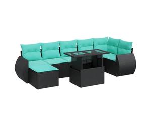 vidaXL Set sofás jardín y Cojines 8 pzas ratán sintético Acacia Negro
