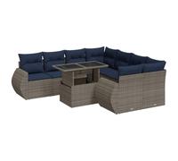 vidaXL Set sofás jardín y Cojines 9 pzas ratán sintético Acacia Gris, Juego de sofás de Exterior, Juego de salón de jardín, Juego de sofás de ratán sintético