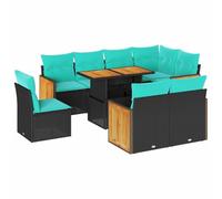 vidaXL Set sofás jardín y Cojines 9 pzas ratán sintético Acacia Negro