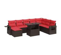 vidaXL Set sofás jardín y Cojines 9 pzas ratán sintético Acacia Negro, Juego de sofás de Exterior, Juego de salón de jardín, Juego de sofás de ratán sintético