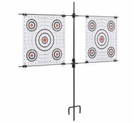 vidaXL Set Tiro al Blanco 10 Dianas Papel Pistola Balines Bolas Perdigones + Soporte Acero Kit Entrenamiento Disparo Armas Deportivas Blancos Disparar