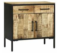 vidaXL Sideboard 70X35X70 cm de Madera Sólida Grosera con Marco de Metal y Acabado Mate Diseño Industrial para Almacenamiento de Comedor Sala de Estar Buffet Consola de Pasillo Muebles
