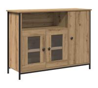 vidaXL Sideboard de Roble Artisan de con Puertas de Cristal para el Comedor, Madera Ingenierizada, Gran Espacio de Almacenamiento, Mesa Buffet con Estilo, Acabado Texturizado, Muebles para el Hogar,