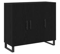 vidaXL Sideboard de Roble Negro de con 3 Puertas, Mide 90 x 34 x 80 cm. Es un Mueble de Almacenamiento Elegante para el Comedor y la Sala de Estar, con un diseño rústico Tipo bufé y Detalles metálic