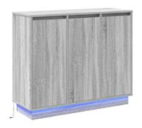 vidaXL Sideboard LED, Gris Sonoma, 90x32x75 cm, Madera trabajada