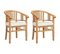 vidaXL Silla 2 pcs Marrón 63 x 58 x 89 cm Madera de Teca Maciza, Sillón de Teca Duradero para jardín y terraza, Mueble Funcional para Disfrutar al Aire Libre