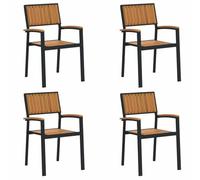 vidaXL Silla Apilable 4 pcs Marrón 56 x 57 x 87 cm, Silla de Madera de Acacia, apilable y Moderna, Ideal para terrazas, Muebles de jardín duraderos