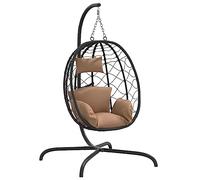 vidaXL Silla Colgante Huevo Acero y ratán sintético con cojín taupé