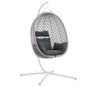 vidaXL Silla Colgante Tipo Huevo sin Soporte Antracita y Gris, Asiento Moderno para Sala, Silla Huevo Resistente al Clima, Hamaca Ovalada, Columpio cómodo para Relajarse