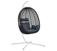 vidaXL Silla Colgante Tipo Huevo sin Soporte Antracita y Negro, Asiento Moderno para Sala, Silla Huevo Resistente al Clima, Hamaca Ovalada, Columpio cómodo para Relajarse