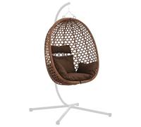 vidaXL Silla Colgante Tipo Huevo sin Soporte Café 92 x 57,5 x 110 cm, Asiento Moderno para Sala, Silla Huevo Resistente al Clima, Hamaca Ovalada, Columpio cómodo para Relajarse