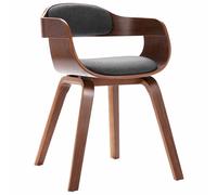 vidaXL Silla Comedor de Madera de Nogal Curvada y Cuero Artificial Multicolor
